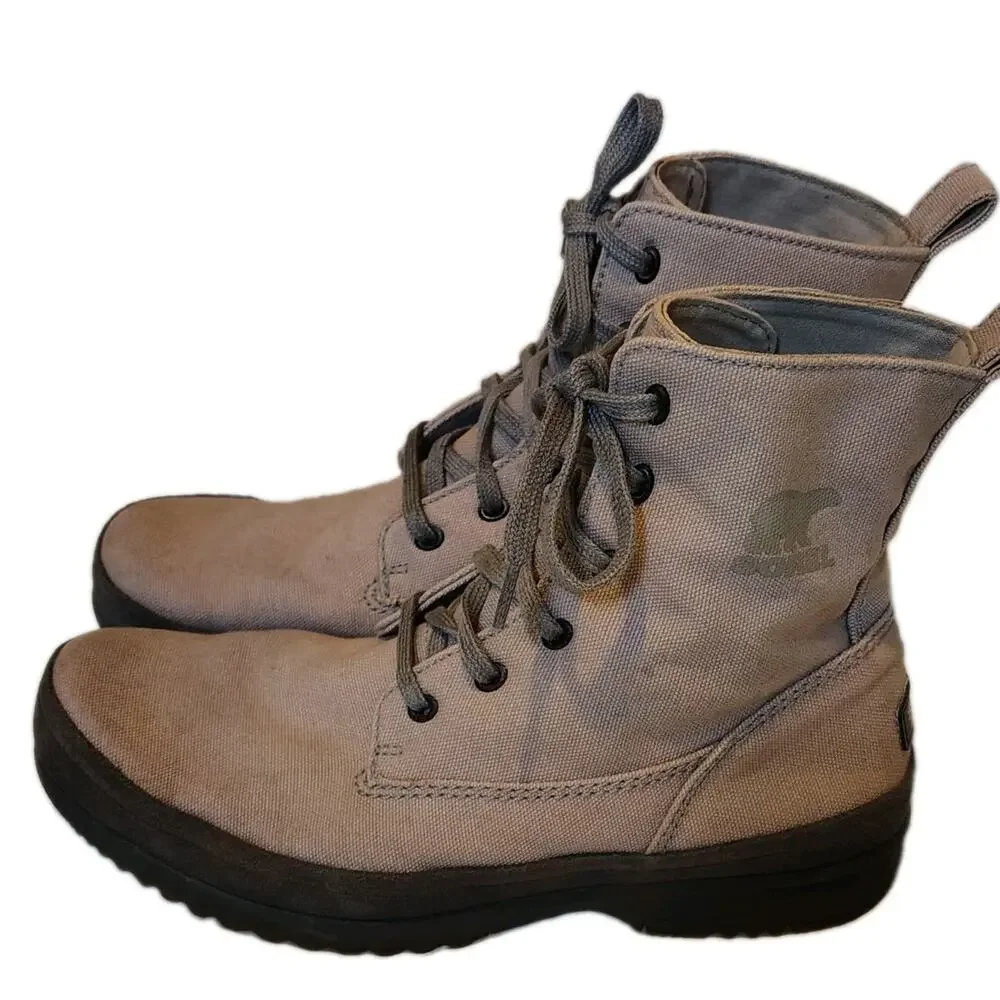 SOREL Men's Canvas Lace Up Boots Beige Khaki NM1688-023 Size 11 Vintage Style